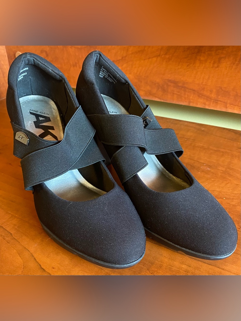 Anne Klein Sport StyleBlack Crisscross Elastic Strap Flats. Size 9. 3 1/2” heel.